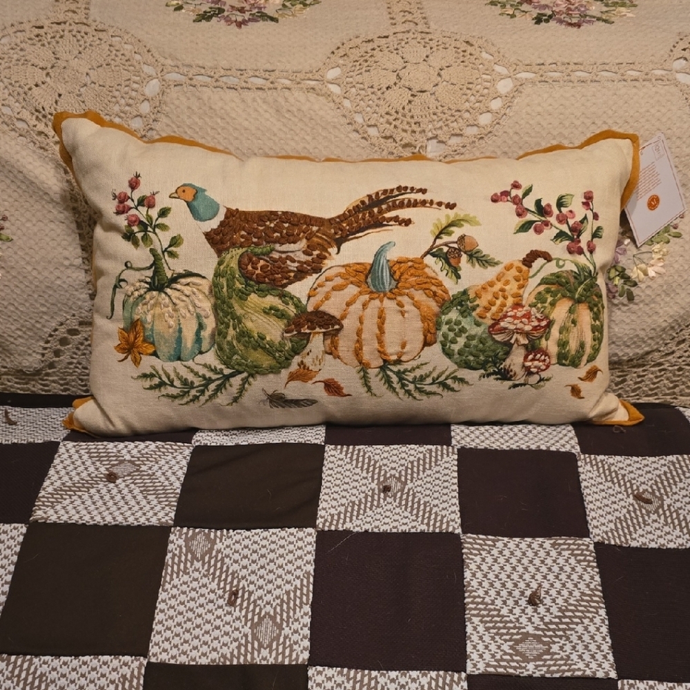 Martha Stewart Floral Embroidered Pillow